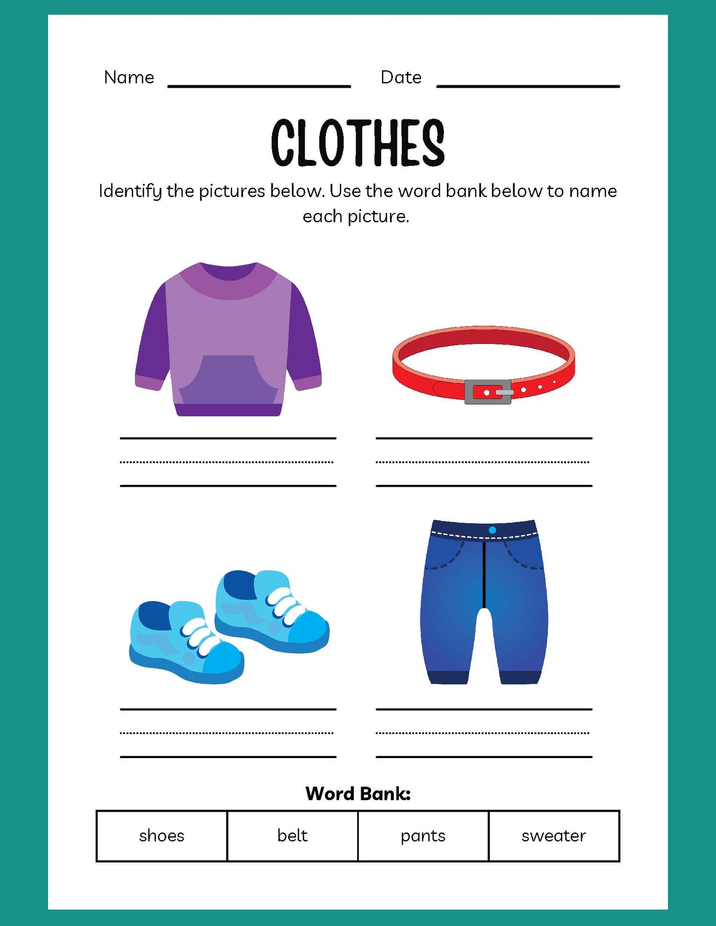 CLOTHES ESL WORKBOOK