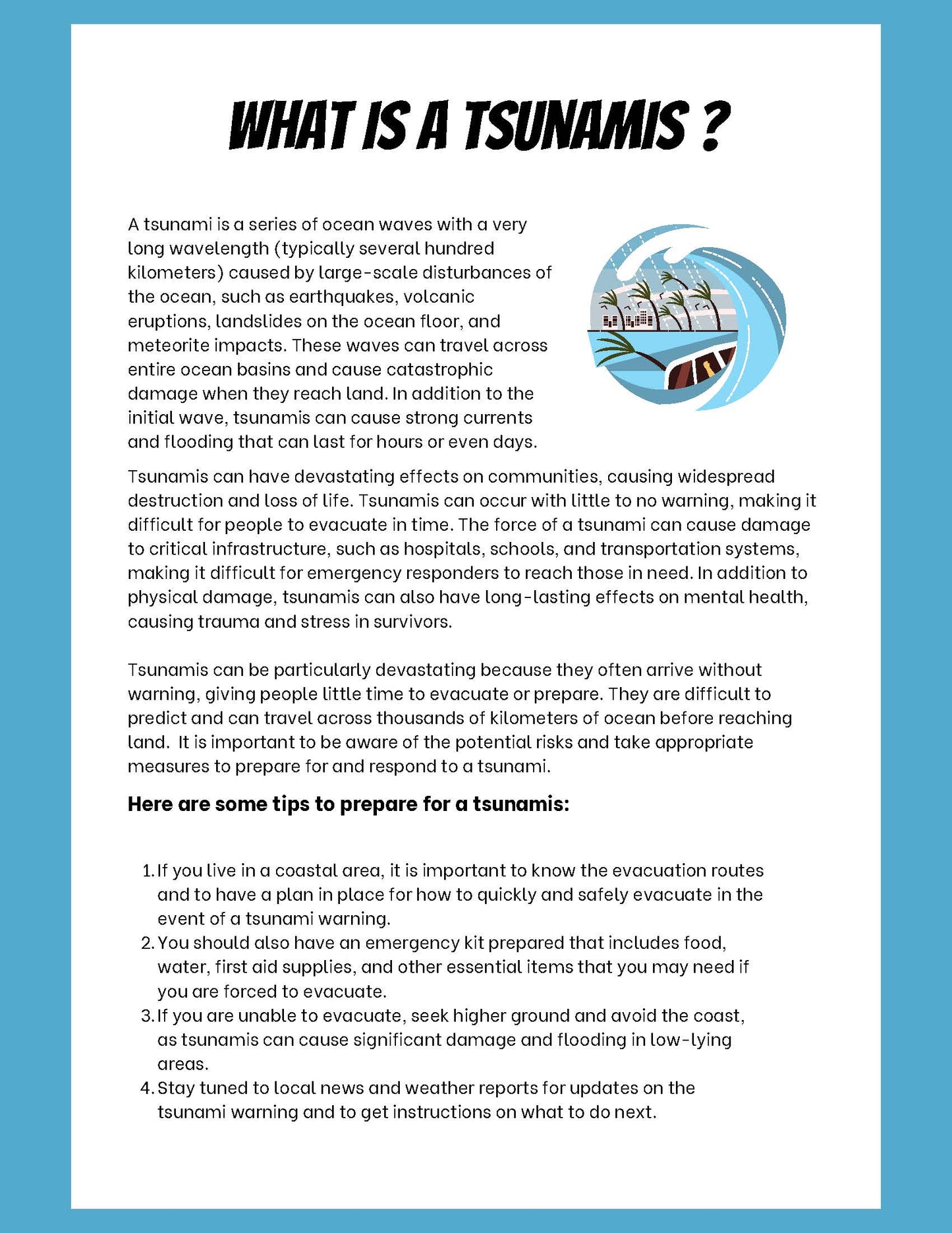 Natural Disasters Research Project Tsunamis