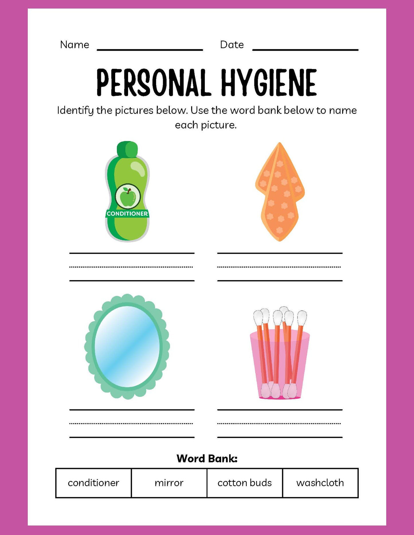 PERSONAL HYGIENE ESL WORKBOOK