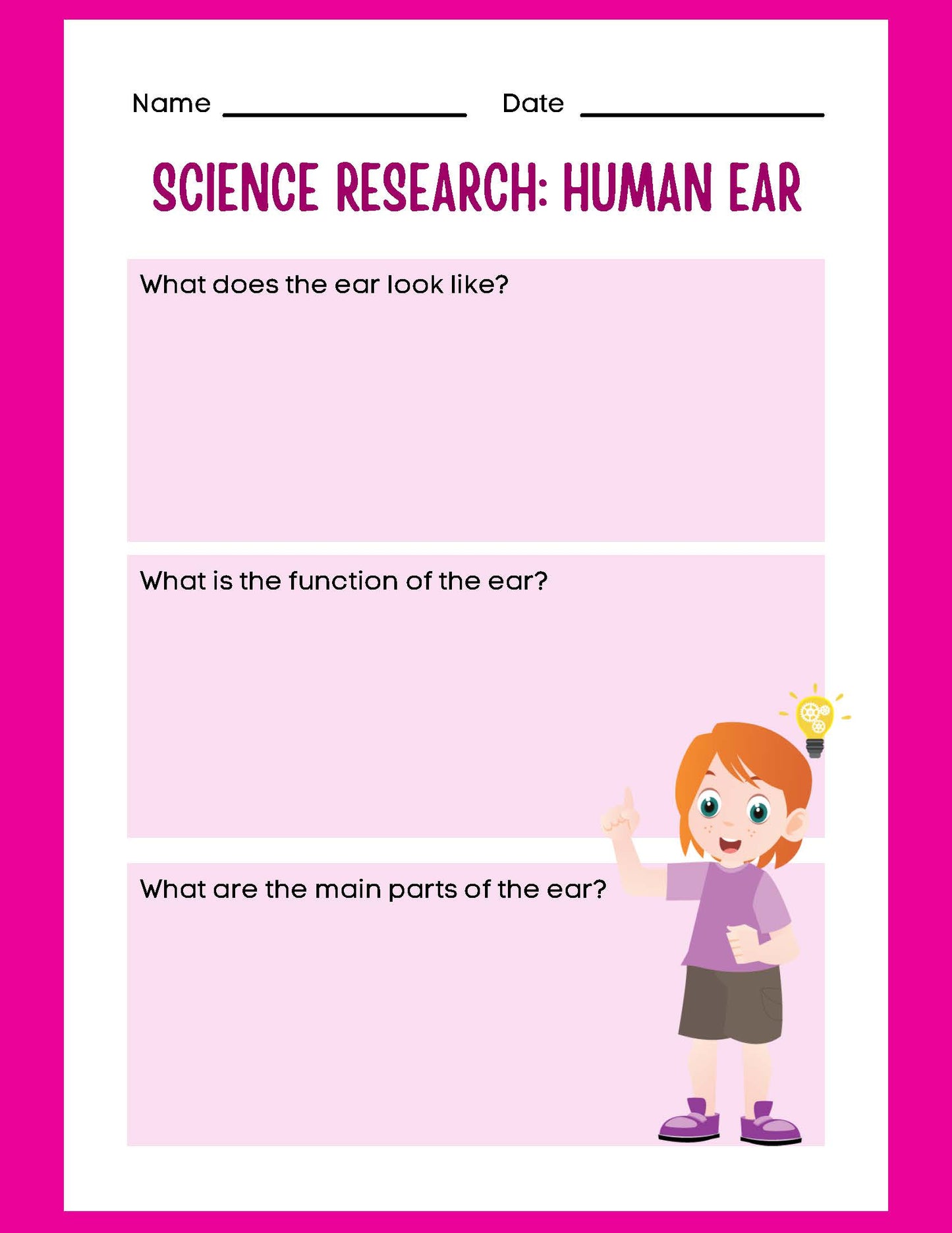 SCIENCE RESEARCH THE HUMAN EAR