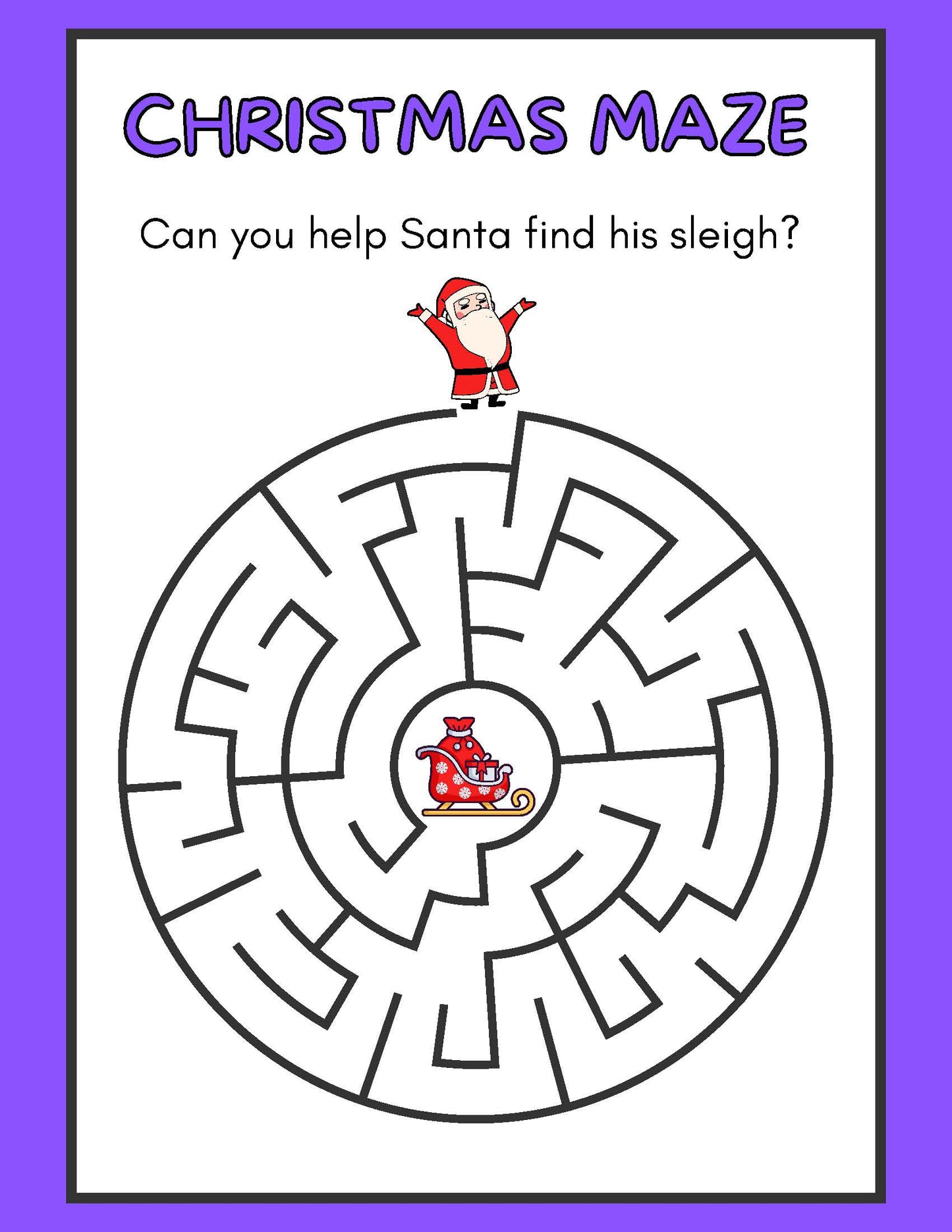 christmas maze Can you help Santa find his sleigh