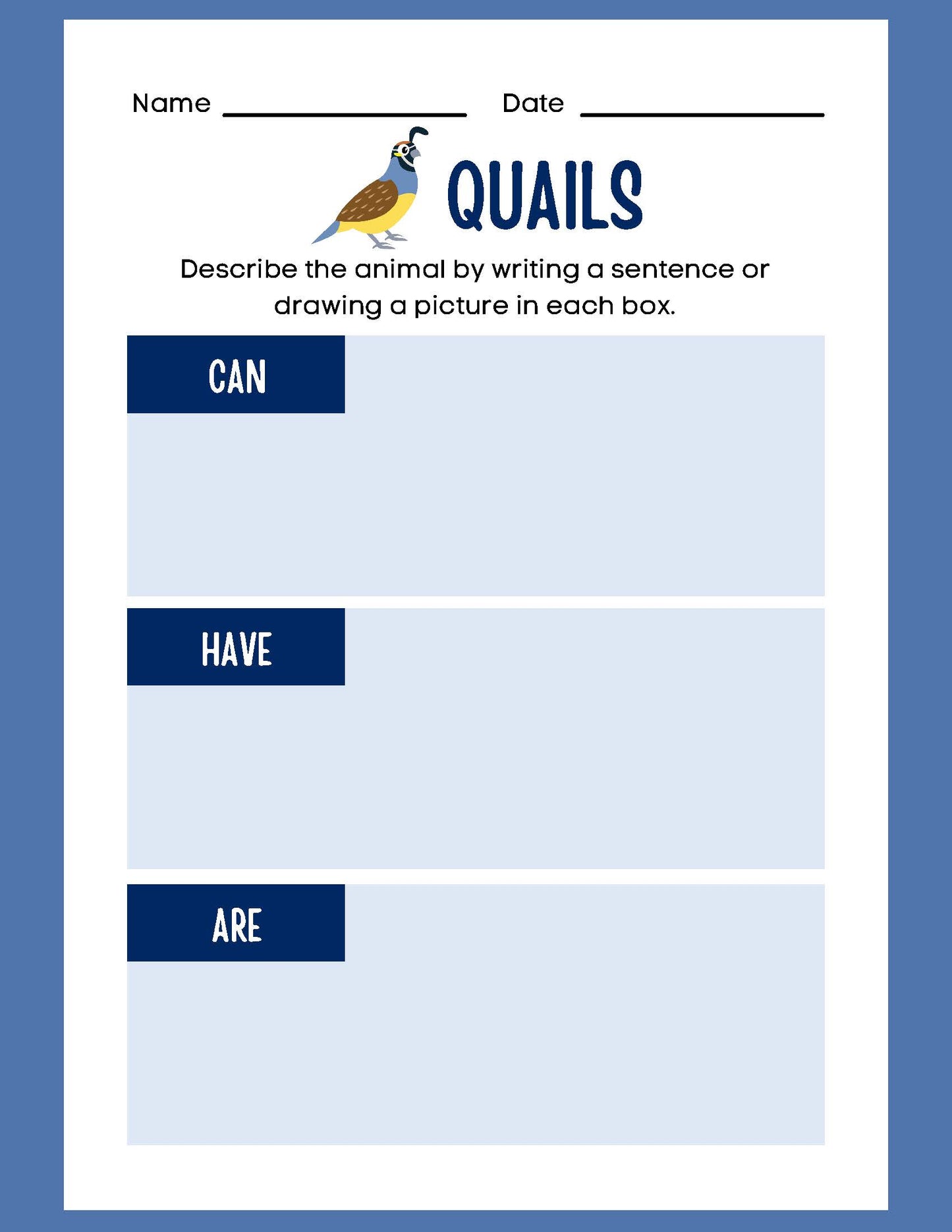 ANIMAL RESEARCH QUAILS