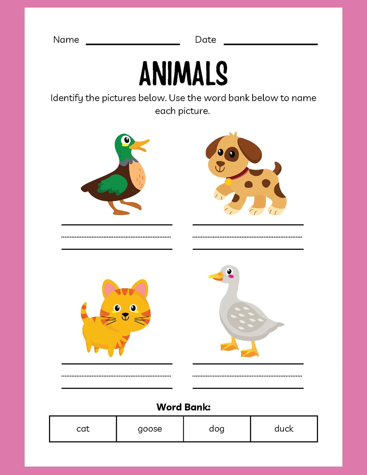 ANIMALS ESL WORKBOOK