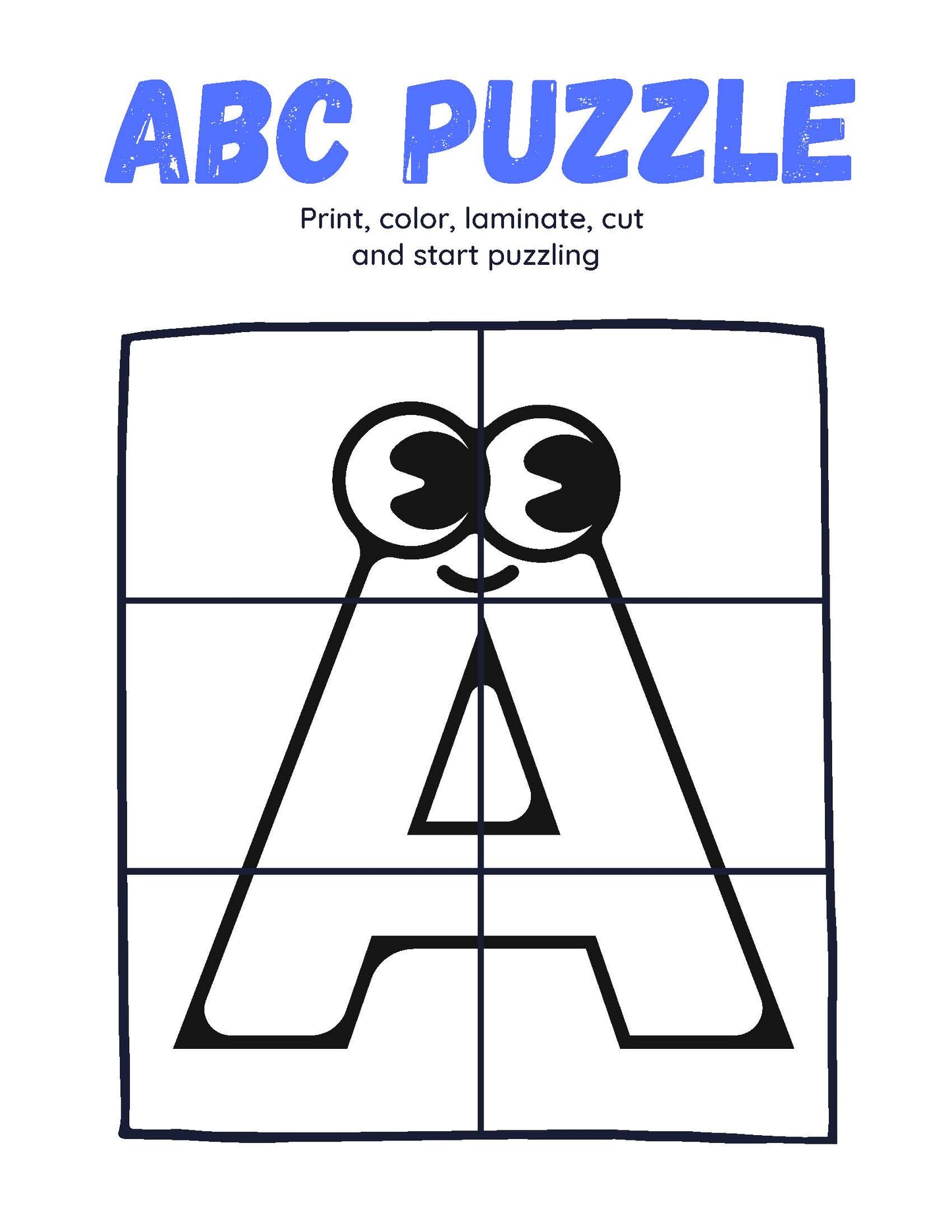 Abc puzzle Print, color, laminate, cut and start puzzling