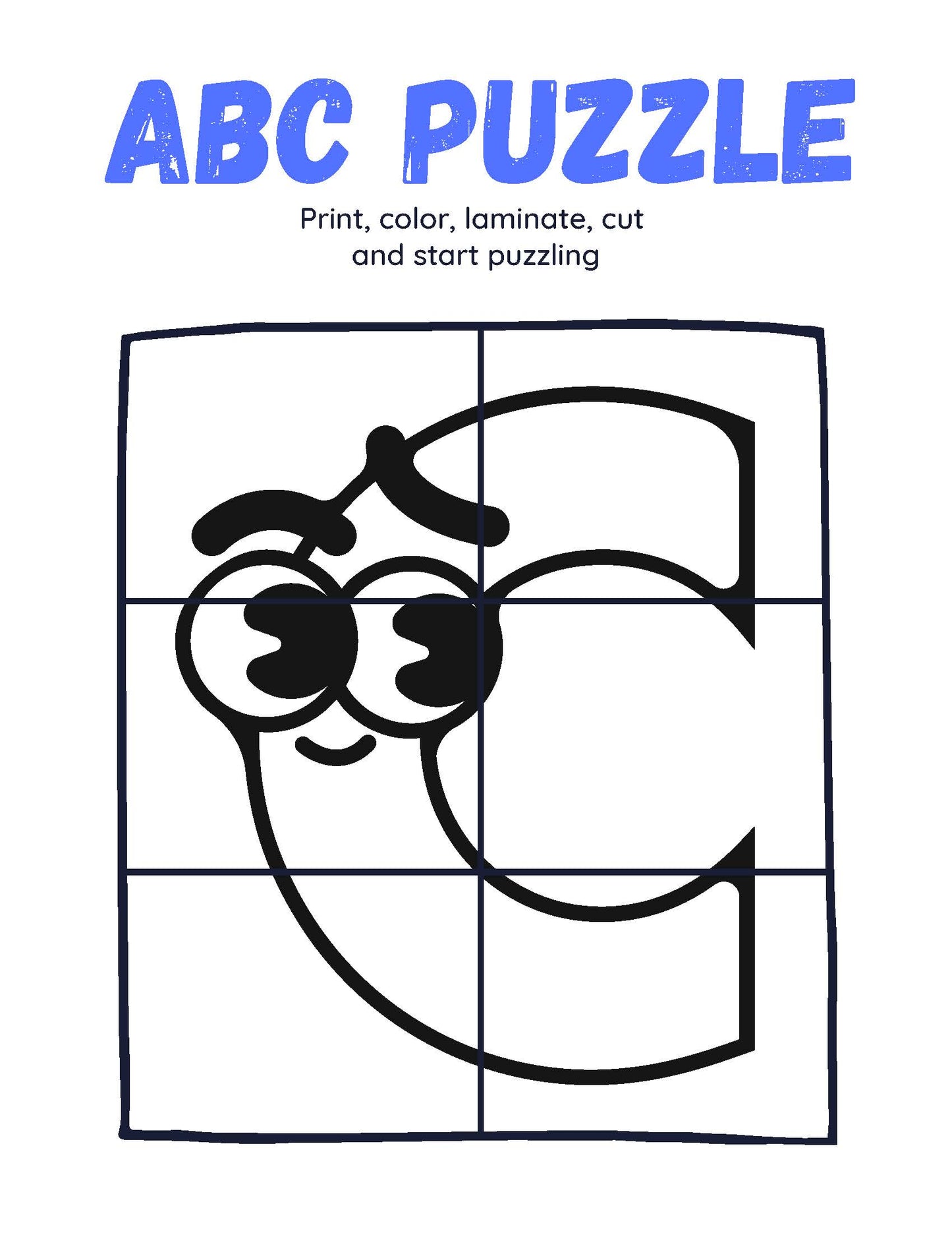 Abc puzzle Print, color, laminate, cut and start puzzling