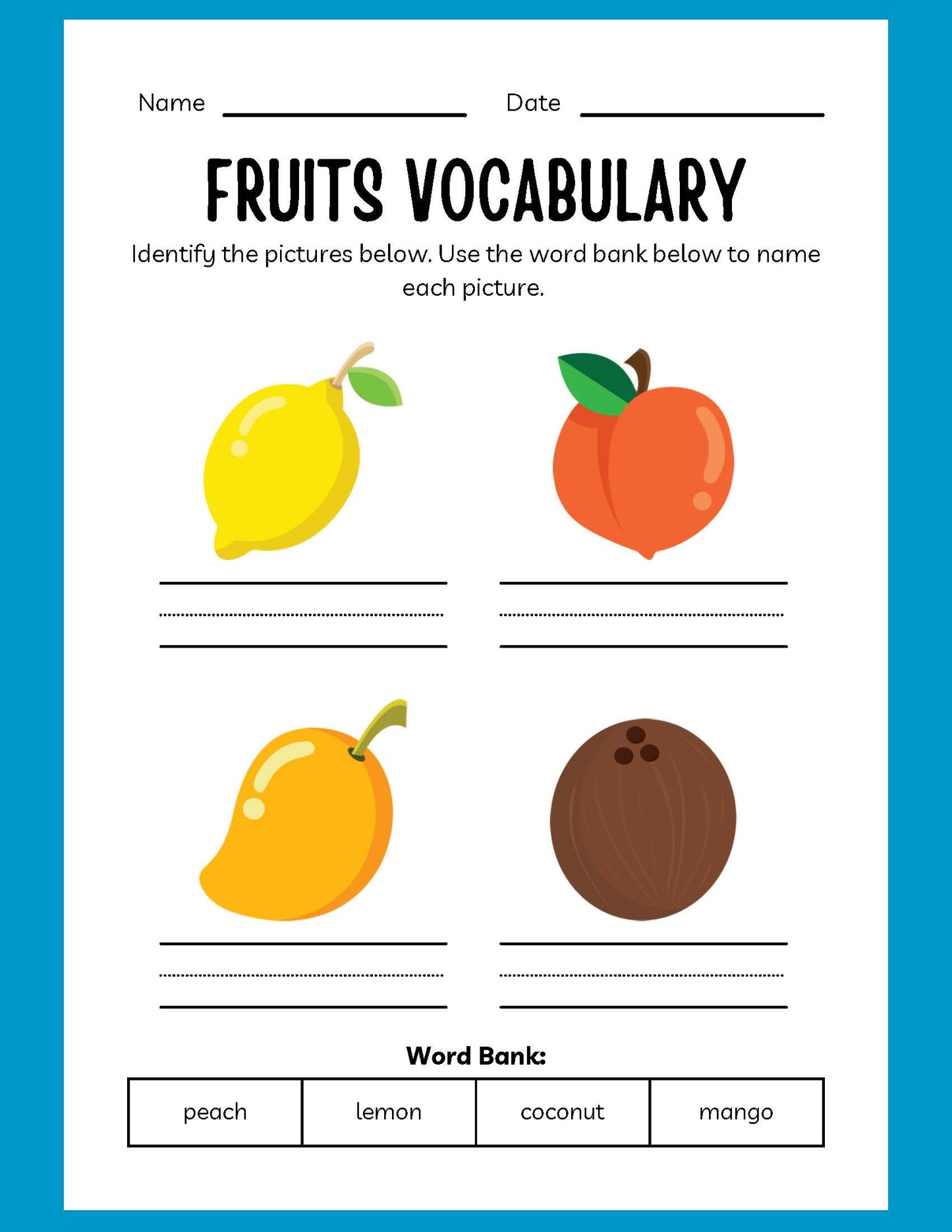 FRUITS ESL WORKBOOK