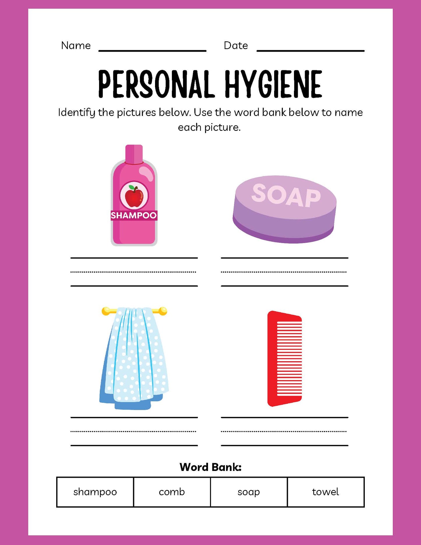 PERSONAL HYGIENE ESL WORKBOOK