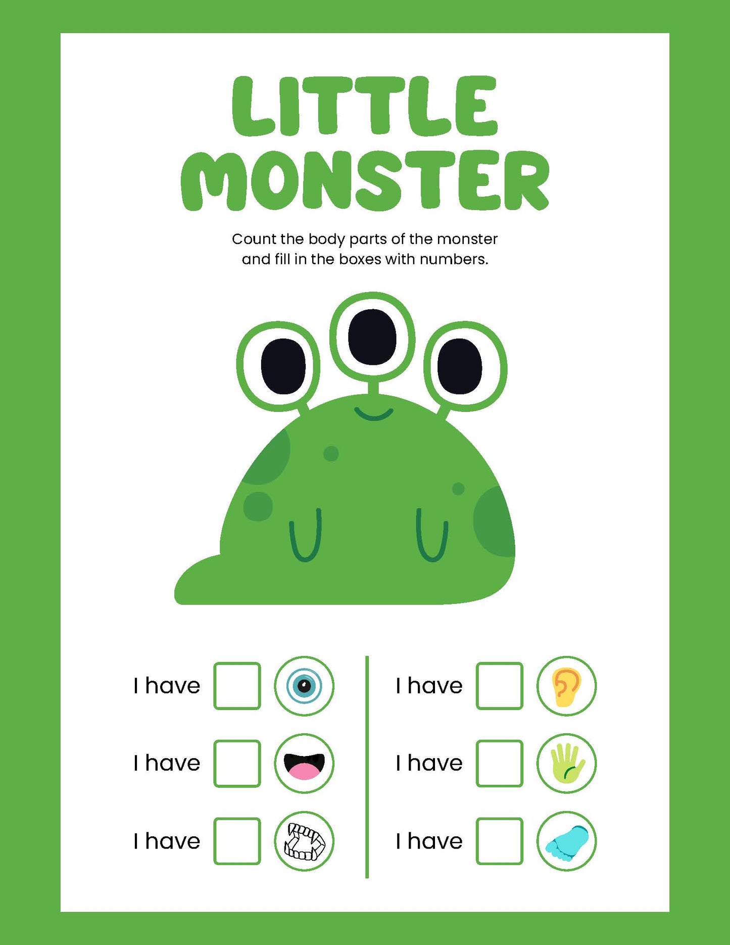 little monsters BODY PARTS BOOK