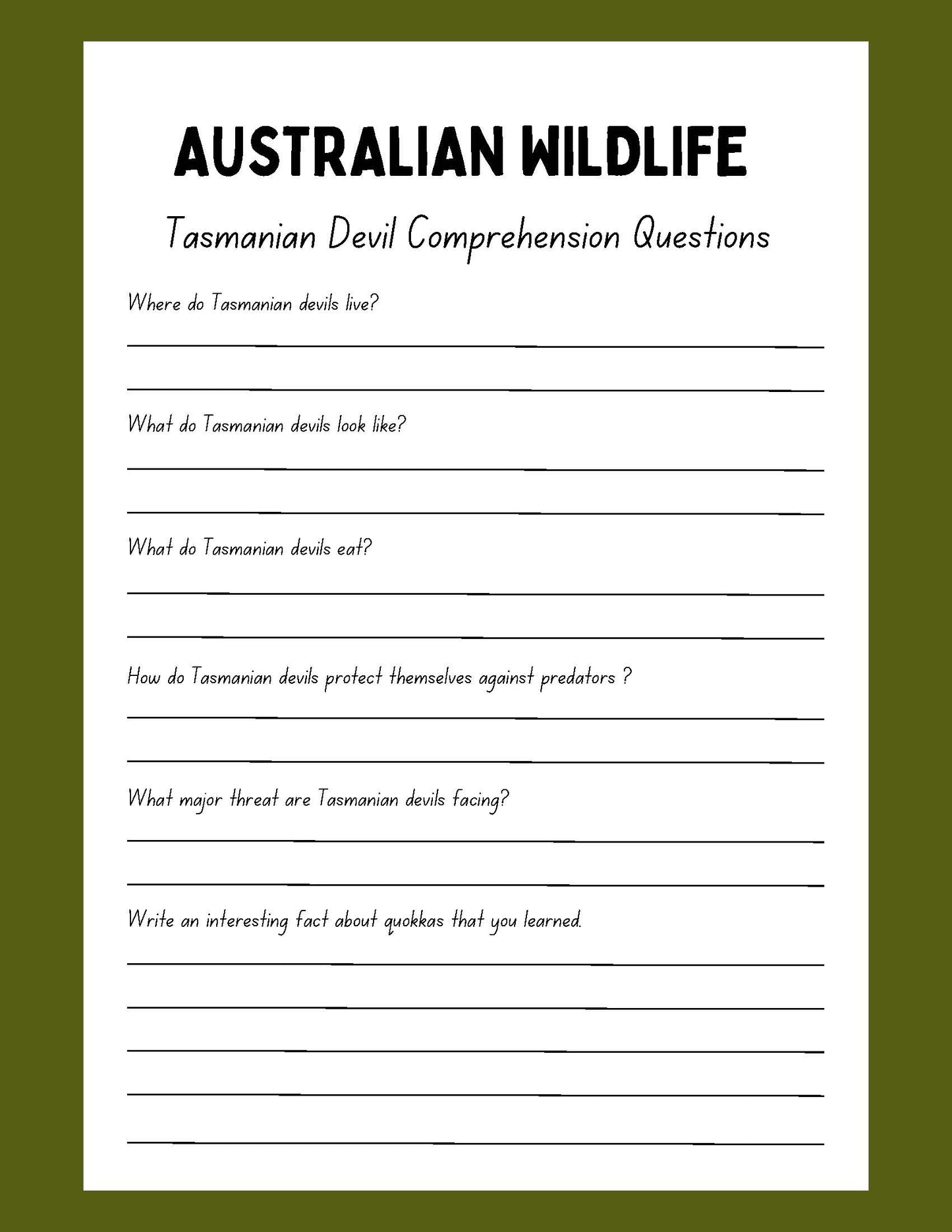tasmanian devil Research Project australian wildlife